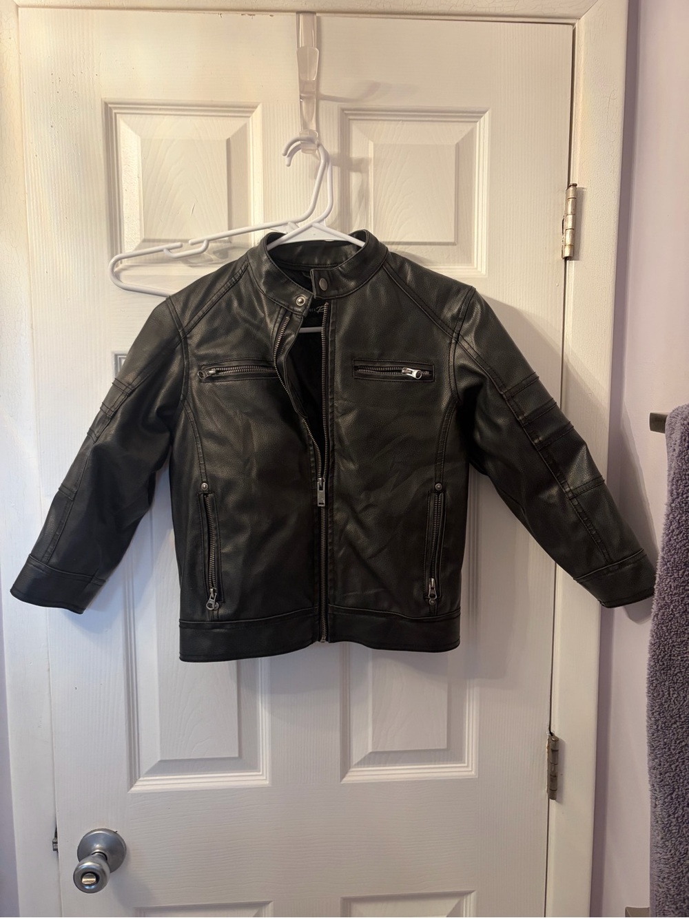 Black Rivet Kids Black Faux Leather Jacket - Size Small